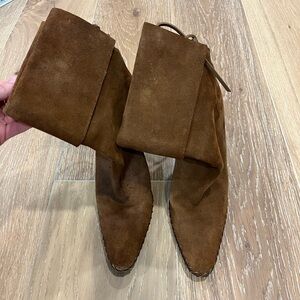 Vintage Gucci Brown Suede Fold-Over Boots